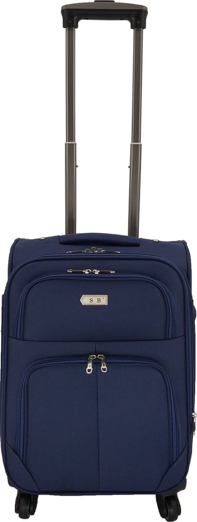 Handbagage stoffen koffer 55cm 4 wielen trolley - Blauw