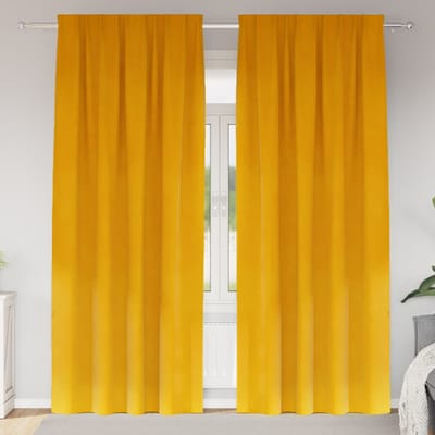 vidaXL - Blackout - Gordijnen - met - Topband - 2 - stuks - Mosterdgeel - Velvet