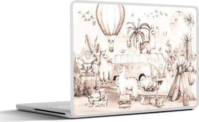 Laptop sticker - 17.3 inch - Kinderen - Alpaca - Luchtballon - Jongetje - Meisjes - 40x30cm - Laptopstickers - Laptop skin - Cover