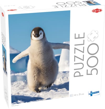Tactic Baby Penguin – Puzzel – 500 stukjes – Schattige Baby Pinguïn in IJslandschap – Pooldieren en Antarctische Natuur – Hoogwaardige Scandinavische Kwaliteit