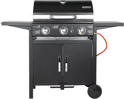 Propaangas BBQ-Grill met 3 Branders - Gas barbecue - Gietijzeren Roosters, Impulsontsteking & Thermometer