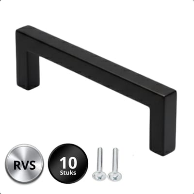 10X Handgrepen Zwart RVS - Boormaat 128mm - Kastgrepen