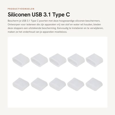 Dailygoods - Siliconen USB 3.1 Type C Poortbeschermers - Antistof - Waterdicht - Set van 10 Stuks - Duidelijk - Bescherming en Veiligheid