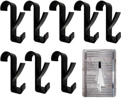 Dailygoods- Radiatorhaken 8 Stuks - Handdoekhaken voor Radiator - Handdoekhouder zonder Boren - Kunststof - Antislip - Minimalistisch Design