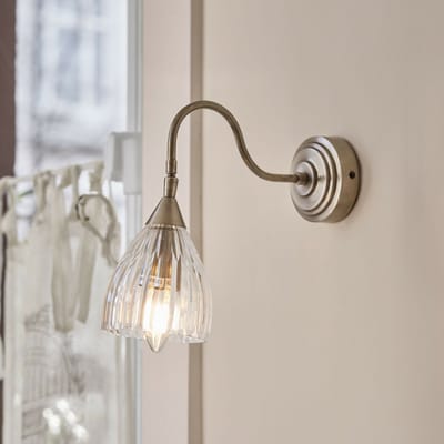LOBERON Wandlamp Niamhs antiekzilverkleurig/helder