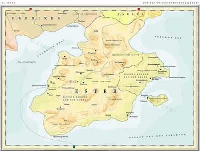 Esther - Poster - Kaart uit de Atlas van het Bijbelse Continent - Jean Klare -  30 x 40 cm