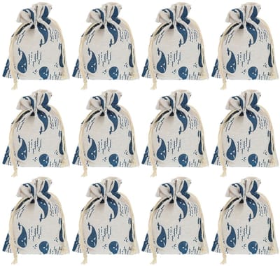 Dailygoods- Geschenkzakjes 12 stuks - Zachte Cadeauzakjes - Trekkoord - Zeildoek - Afmetingen 14x10 cm - Voor Snoep/Kerstkoekjes - Snoepzakjes