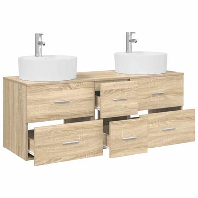 vidaXL - Badkamermeubel - Set - 3 - st - Sonoma - Eiken - 129 - x - 44,5 - x - 80 - cm