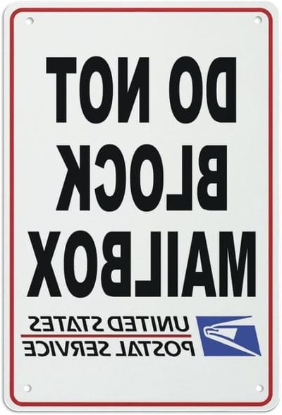 Brievenbus Bord - Parkeerverbod Teken - Voorkom Parkeren - Aluminium Waterbestendig - 6 x 9 Inch - Zilver