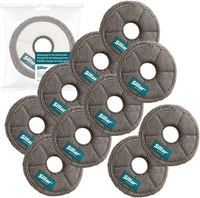 Sillar, set 10 dweilpads, microvezeldoek, geschikt voor Xiaomi S10 S20 X10 X20 L10 L20 X30 X40 X50, vervanging RMP7 / RMP8, herbruikbaar, diameter 13.5cm
