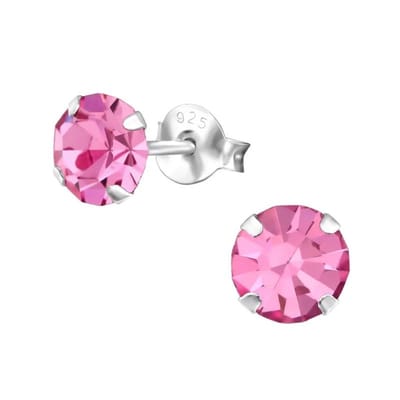 Aramat Jewels | Oorbellen | 925 zilveren Roze Kristal Oorbellen | | | |6mm | Zilver | Kinderen, Volwassenen | Verkleurd niet