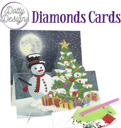 Diamond Painting Dotty Design Diamonds Cards | Snowman with Christmas Tree