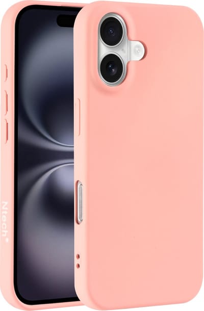 Hoesje Geschikt voor iPhone 16 Plus – Zacht siliconen liquid backcover – Licht Roze