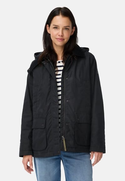 camel active Outdoor Jas met afneembare capuchon en cordkraag - Maat womenswear-34 - Donkerblauw