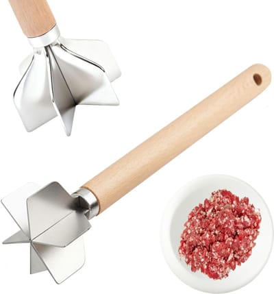 Pureermes - 304 roestvrij staal zes messen aardappelpuree vleesvermaler praktisch handmatig keukengereedschap voor dagelijks thuisgebruik