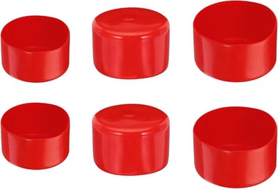 Rubberen Eindkap Set - Beschermdoppen Buis - Leidingen Beschermen - Slijtvast Flexibel PVC - 80 85 90 mm - Rood Zwart