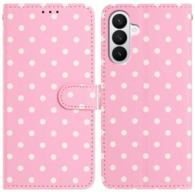 Hoesje Geschikt voor Samsung Galaxy A27 | Polka Dot Wallet Book Case | Portemonnee Hoesje | 3 Pasjes | Magneetsluiting | Stand Functie | Roze