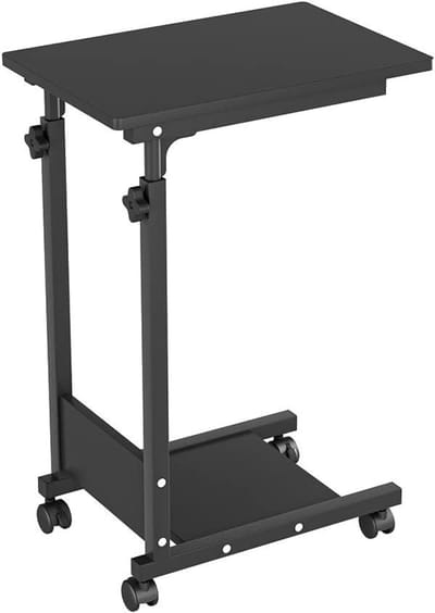 Laptop Roltafel - Bedtafel Computertafel - Thuiswerken Comfortabel - Verrijdbaar Afsluitbaar - 63-95 cm Hoogte - Zwart
