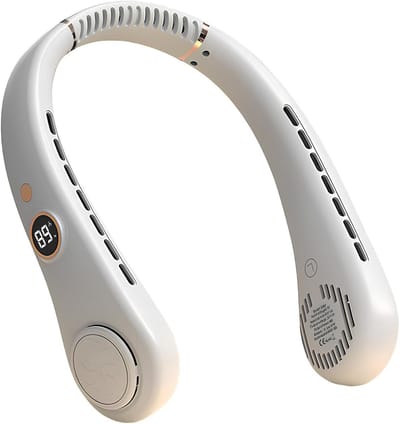 KZQ Nekventilator met Display, Handschoen Koeling, 5 Snelheidsstanden, Oplaadbaar via USB, Stil en Lichtgewicht, Geschikt voor Thuis Kantoor Reizen Binnen en Buiten (Wit)