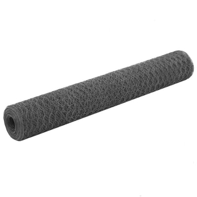 Kippengaas op Rol - 25 x 1 Meter - Grijs - Fijnmazig Zeskantgaas - Maaswijdte 13 mm - PVC-Gecoat Staal - Roestbestendig Volièregaas & Moderne Tuinafrastering