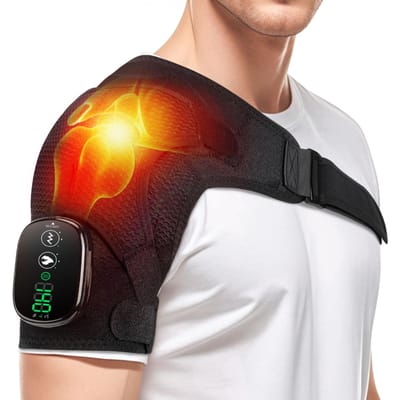 Orthèse d'épaule chauffante électrique avec affichage LED, massage par vibrations pour le soin des articulations et la relaxation musculaire, ceinture de soutien.