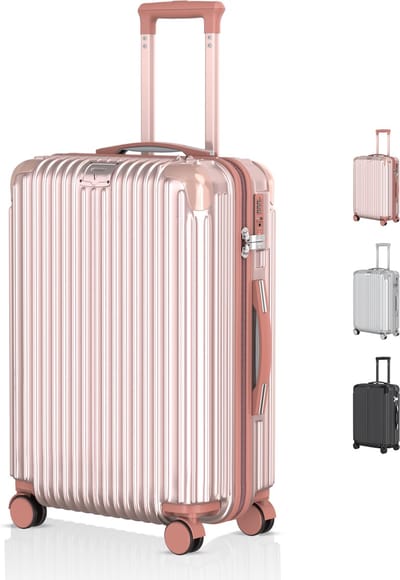 Voyagoux® - Reiskoffer Medium - 72L - Koffers - Reiskoffer met wielen - Rosé goud - TSA Slot