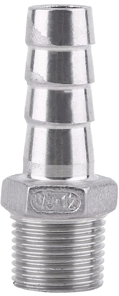 Dailygoods- Slangconnector RVS 304 - Slangfitting - BSP - Man - 1/8" tot 3/4" - Voor water/gas/vloeistof - Roestvrij staal - Fittingen
