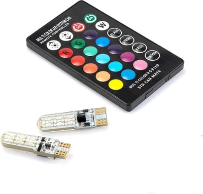 RGB T10 LED - 6SMD - Met afstandsbediening - 12V - 2 stuks