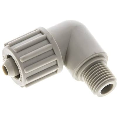 12x6mm & G1/4'' PP L-Vorm Knelfitting Buitendraad 10bar Kunststof en Polyamide