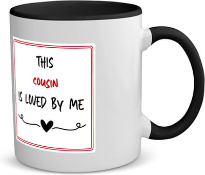 Akyol - this cousin is loved by me koffiemok - theemok - zwart - Neef - iemand die houdt van zijn neef - verjaardag - cadeautje voor neef - neef artikelen - kado - geschenk - 350 ML inhoud
