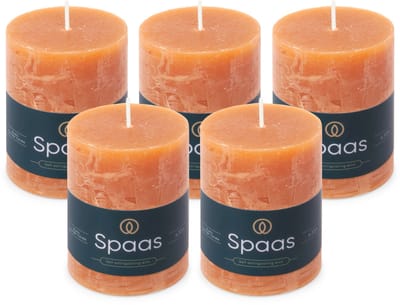 Spaas Rustieke Stompkaarsen - Oranje - 70/95mm - circa 35 uur - 5 kaarsen