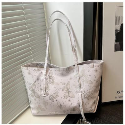 Grote Capaciteit Vlinder Draagtas voor Dames Lente Nieuwe Modieuze Schoudertas Modieuze Eenvoudige Commuter Crossbody Tas white