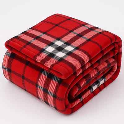 Fleece Deken - Plaid Plaid - Gezelligheid Thuis - Extra Zacht - 150 x 200 cm - Rood Vierkant