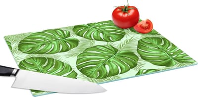 Glazen Snijplank - 39x28 - Monstera - Palmblad - Patronen - Snijplanken Glas