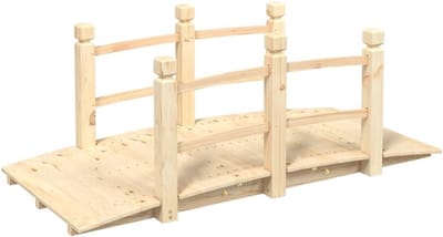 Houten Tuinbrug met Leuning 150x67x56 cm Stevig Sparrenhout Vijverbrug