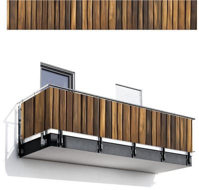 Balkonscherm 500x75 cm - Balkonposter Hout - Planken - Natuurtinten - Balkon scherm decoratie - Balkonschermen - Balkondoek zonnescherm