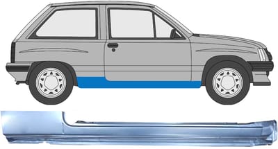 Volledige dorpel voor Opel Corsa A 1982-1993 / Rechts