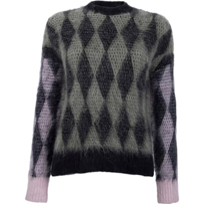 AllSaints Diamond Crew Neck Black/sage/pink Größe: XS | Strickpullover Outlet | Damen | Schwarz