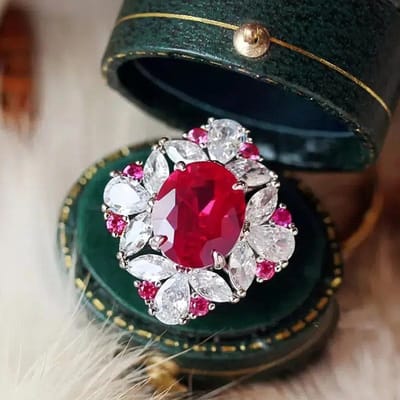 Huitan prachtige rode kubieke zirkonia damesringen voor bruiloften, jubilea, elegante accessoires en sieraden. 10 gray