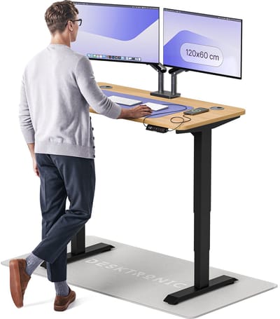 Desktronic HomePro Zit-sta Bureau Elektrisch In Hoogte Verstelbaar, 120x60cm Zwart/Eiken, Stille Dubbele Motor, Hoogte 62-126cm