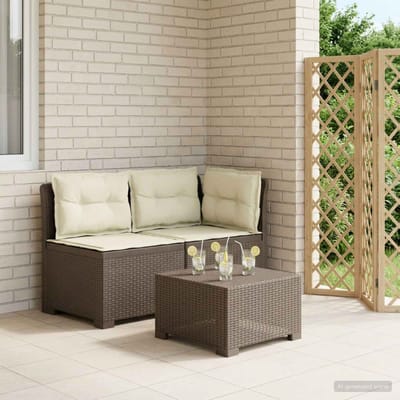 vidaXL - Twee-zits - Tuin - Sofa - met - Kussens - Rieten - Look - 2-zits - PP