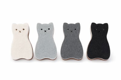 Kattenvormige Schuursponzen – 4 Stuks – 14 x 8 cm – Drie-Laags Reinigingsspons – Geschikt voor Keuken, Badkamer en Auto