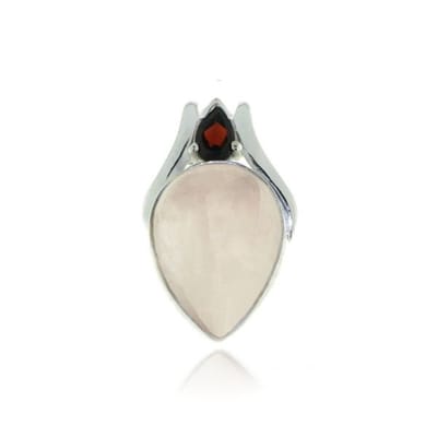 SilverGems druppelvormige zilveren hanger met Rozenkwarts en Granaat edelstenen