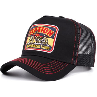Nouvelle Casquette de Camionneur Station Moto Hommes Chapeau Street Skateboard Hip Hop Femmes Loisirs Pare-soleil Casquette de Baseball Casquette en Maille black