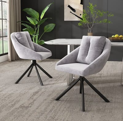 DESMIU Eetkamerstoel 59 x 65 x 79 Cm - Draaibaar Met Armleuningen En Ergonomisch Comfort - Voor Eetkamer En Werkruimte - Velvet Grijs