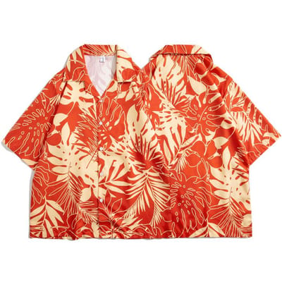 Zomer Mannen 3D Print Bloemenhemd Ontworpen in Hawaïaanse Strandstijl Korte Mouwen Casual Hemd Top 4XL rood