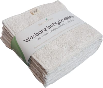 Bambini Pure Wasbare Babydoekjes – 15 stuks – 100% biologisch katoen – extra dik & herbruikbaar
