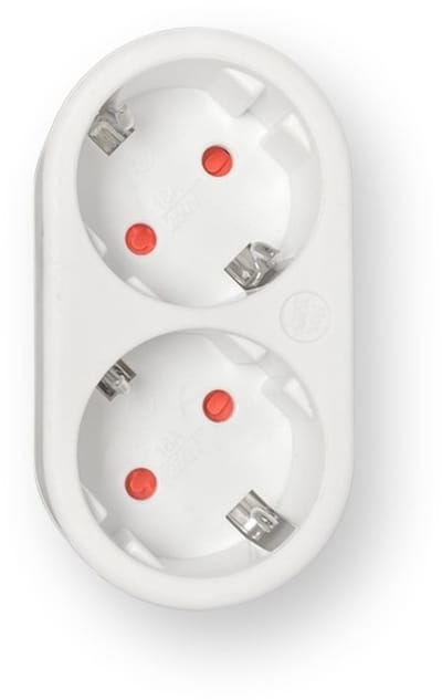 Benson Horizontale stopcontactsplitter - 2 weg - met randaarde - kinderbeveiliging - wit