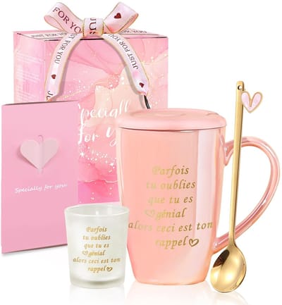 Cosensi - Persoonlijke Koffiemok - Cadeau voor Vrouwen - Uniek en Praktisch - 460 ml - Mug met Lepel - Perfect voor Kerst en Valentijnsdag