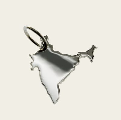 Zilveren Landkaart Indië ketting hanger